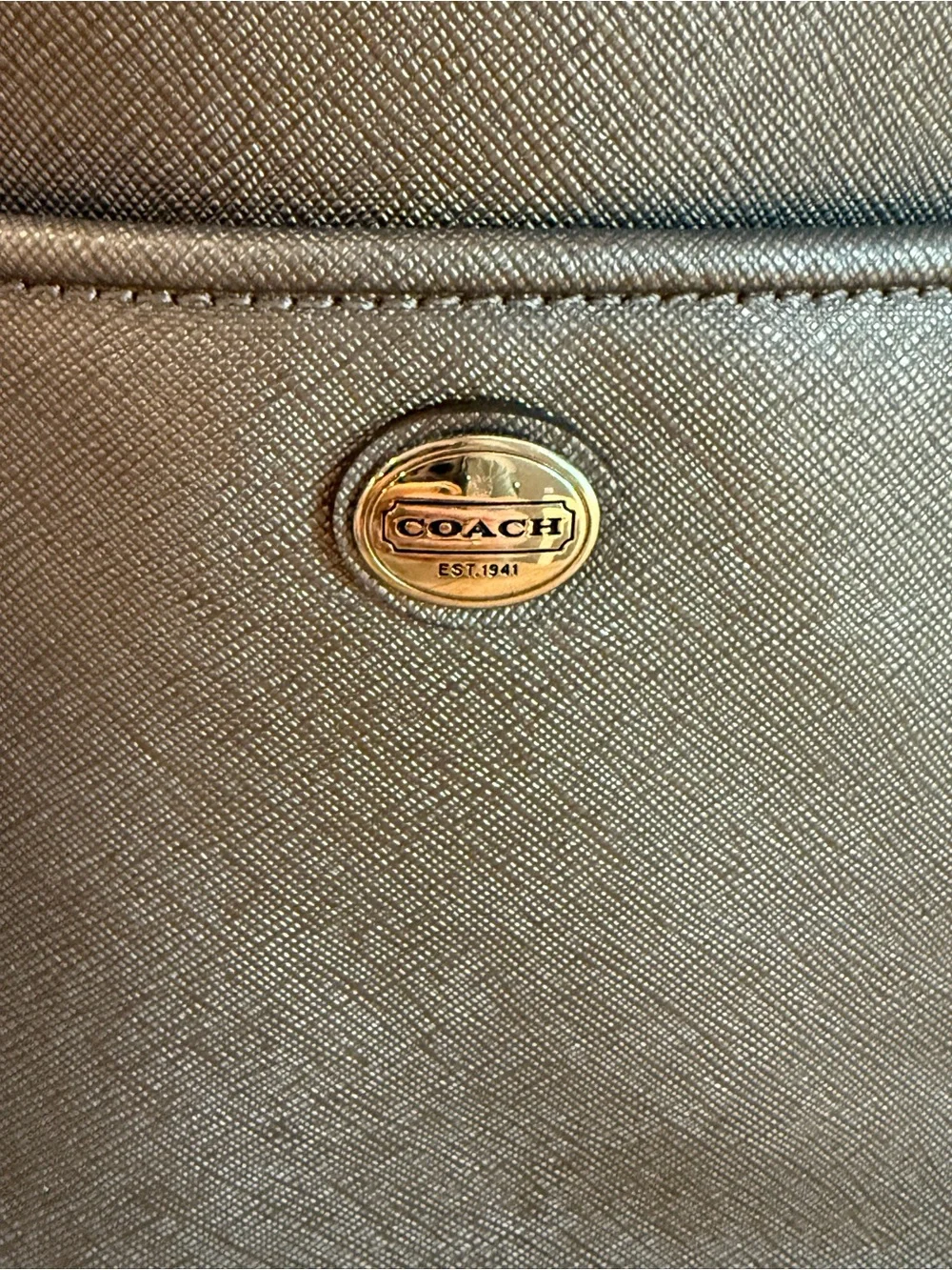 Coach Gray Tote with Leather Hang Tag